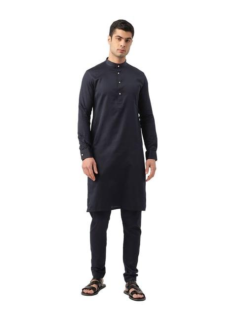 manyavar blue regular fit kurta set