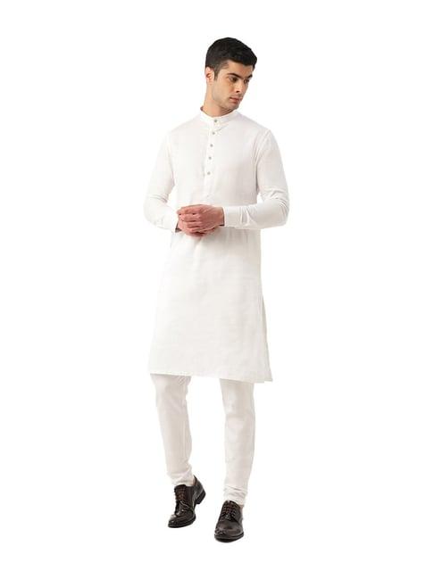 manyavar white regular fit kurta set