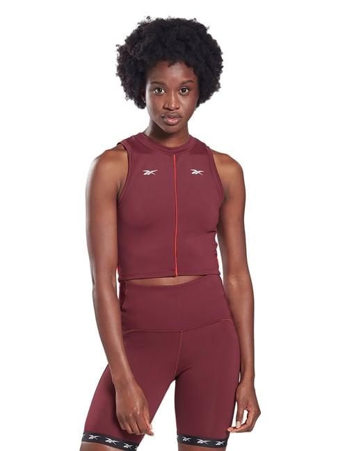 reebok maroon slim fit sh tank top