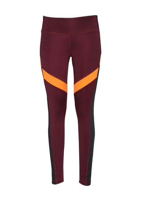 reebok maroon mid rise wor mesh tights