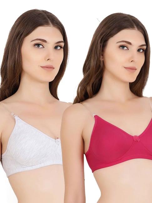 floret multicolor non wired non padded t-shirt bra (pack of 2)