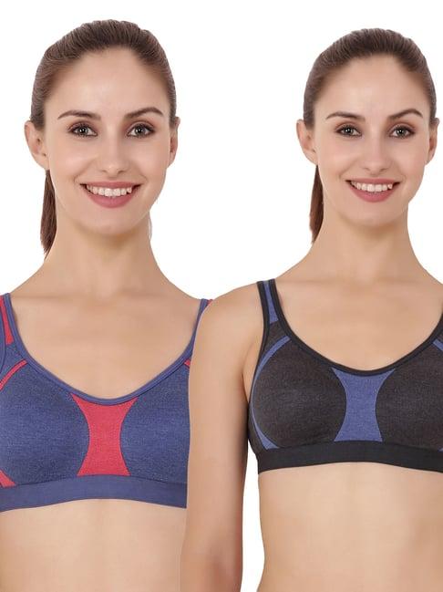 floret multicolor non wired non padded sports bra (pack of 2)