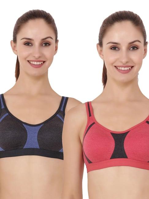 floret multicolor non wired non padded sports bra (pack of 2)