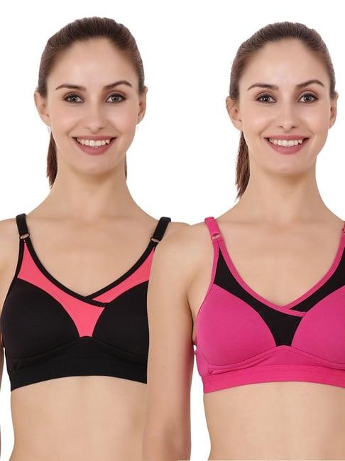 floret multicolor non wired non padded sports bra (pack of 2)