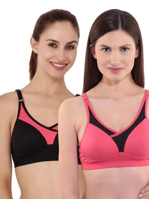 floret multicolor non wired non padded sports bra (pack of 2)