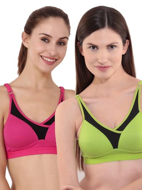 floret multicolor non wired non padded sports bra (pack of 2)