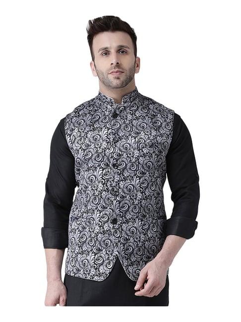 hang up grey regular fit printed bundi jacket