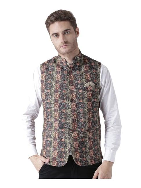 hang up multi regular fit printed bundi jacket