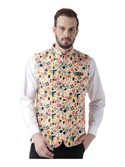 hang up multi regular fit printed bundi jacket