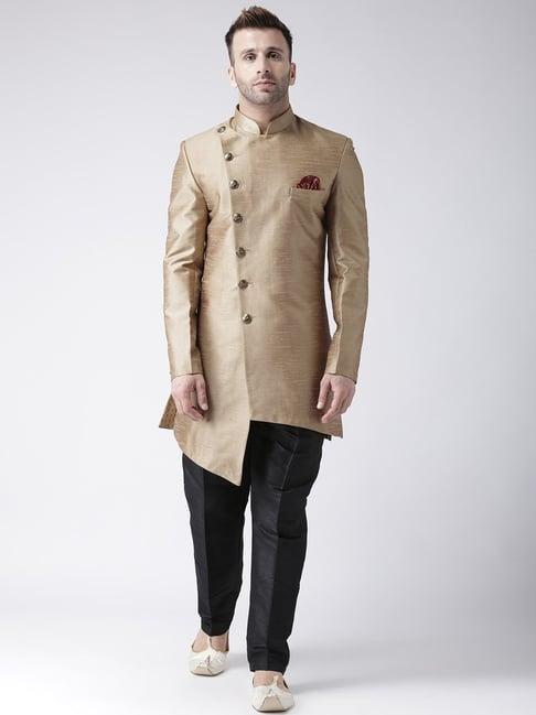 hang up beige regular fit sherwani