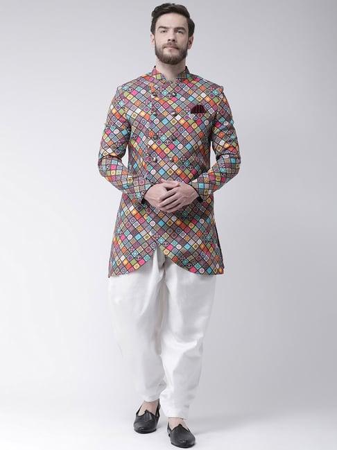 hang up multicolor regular fit printed sherwani