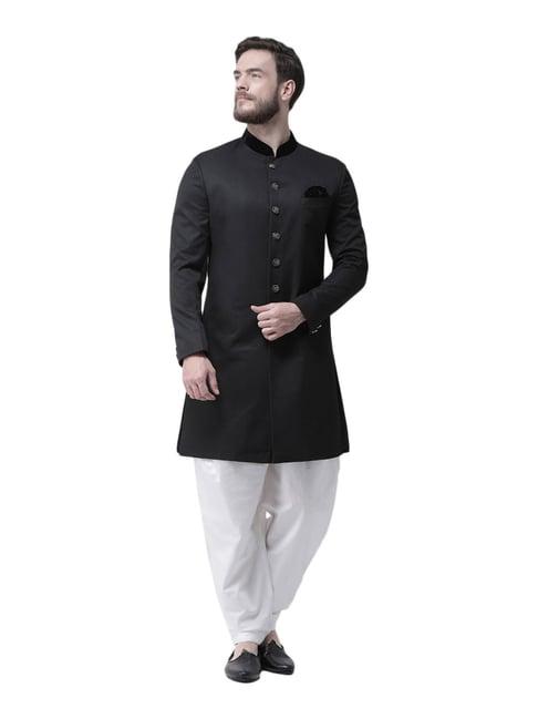 hang up black regular fit sherwani