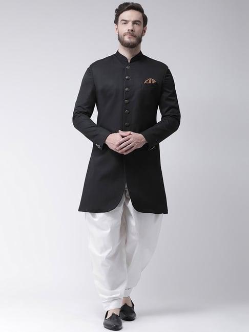 hang up black regular fit sherwani