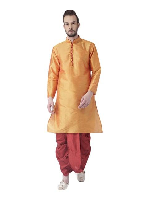 hang up mustard & maroon regular fit kurta set