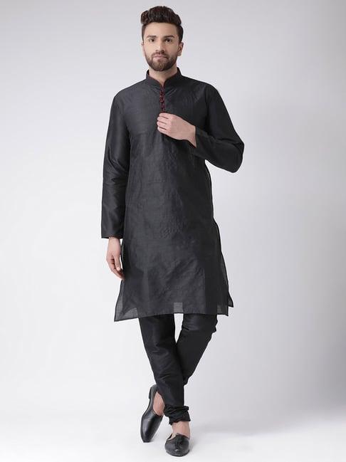 hang up black regular fit kurta set