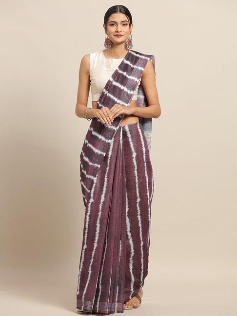 vastranand maroon printed saree with unstitched blouse