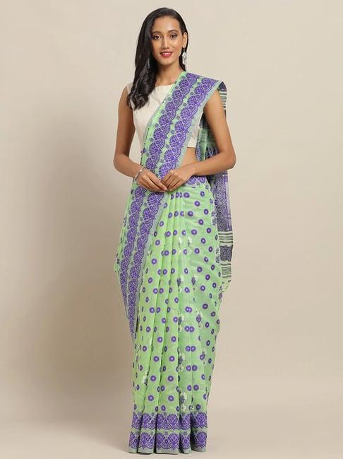 vastranand green woven saree with unstitched blouse