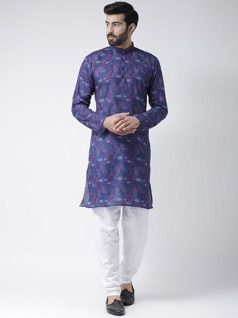 hang up purple cotton regular fit printed kurta set