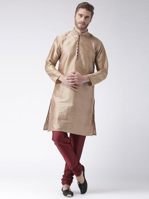 hang up khaki regular fit kurta set