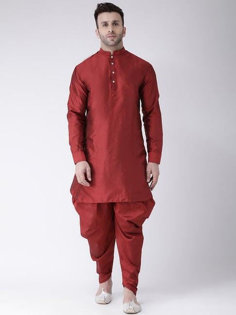 hang up maroon regular fit kurta set