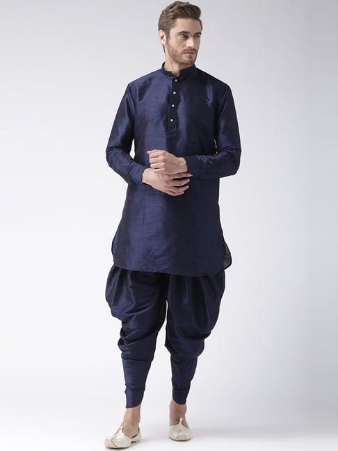 hang up navy regular fit kurta set