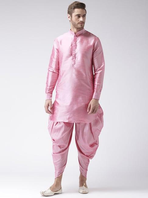 hang up pink regular fit self pattern kurta set