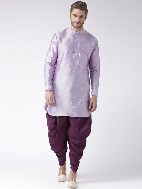 hang up purple regular fit self pattern kurta set