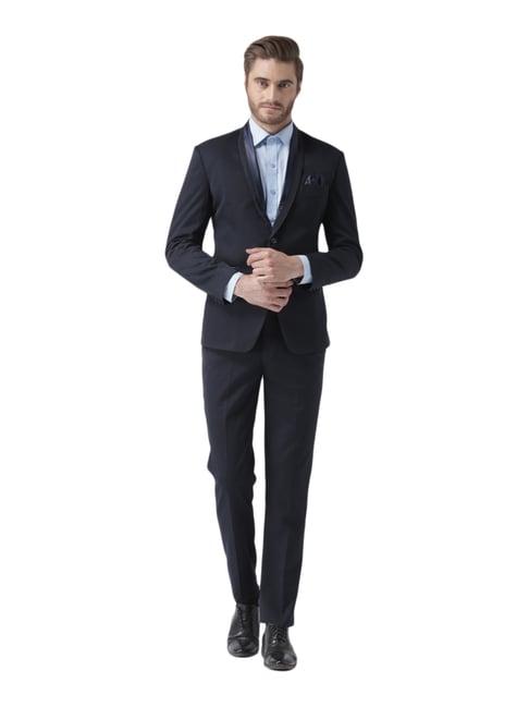 hang up navy regular fit two piece suit