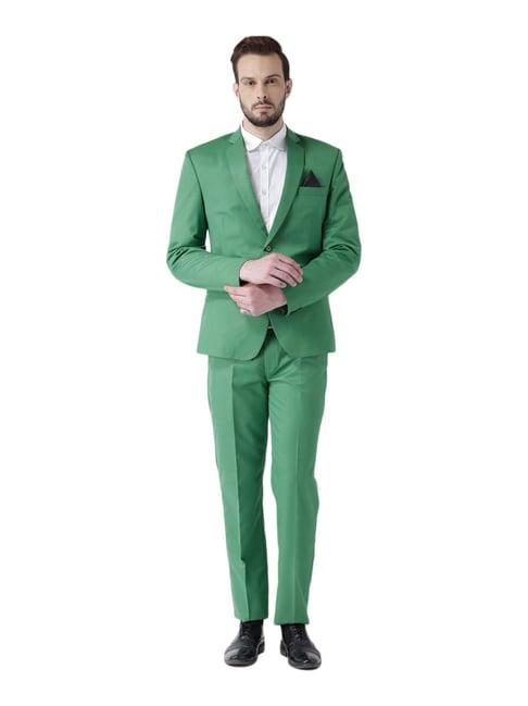 hang up green regular fit two piece suit