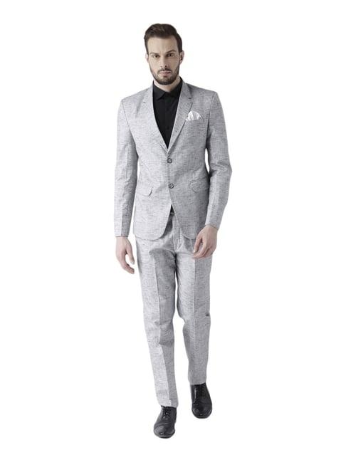 hang up grey regular fit self pattern two piece suit