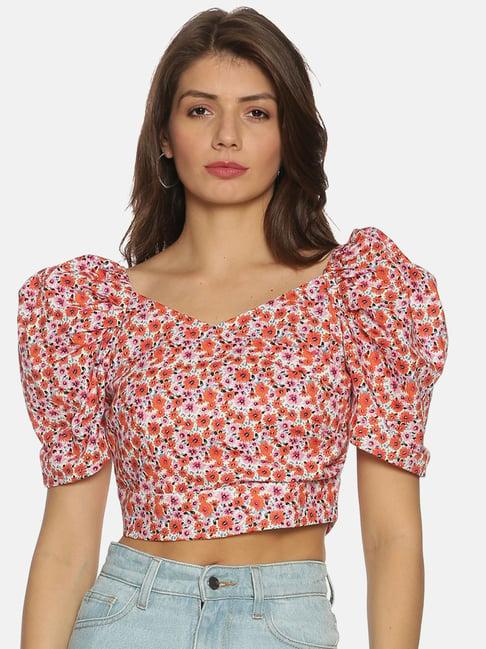 isu red printed top