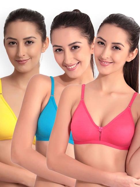 floret multicolor non wired non padded t-shirt bra (pack of 3)