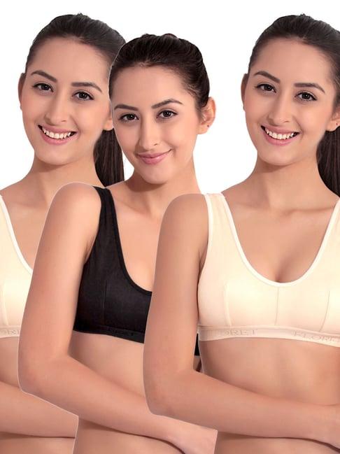 floret multicolor non wired non padded sports bra (pack of 3)