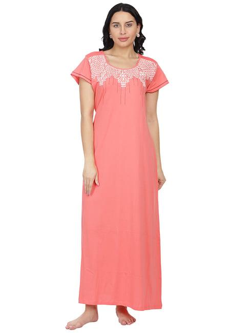 honeydew peach embroidered nighty