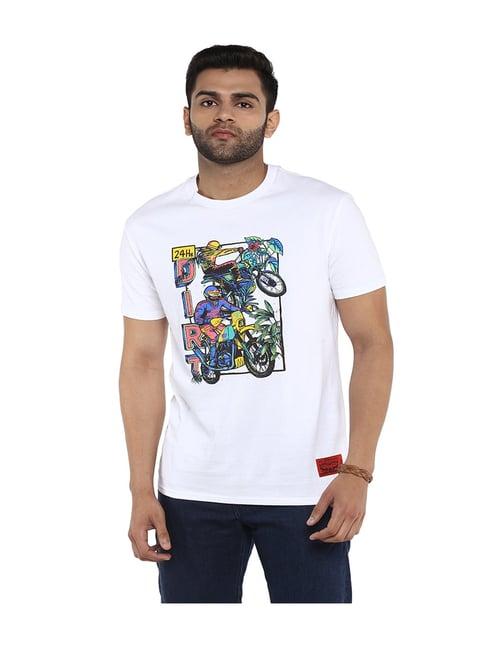 royal enfield white x levis dirt bike t-shirt