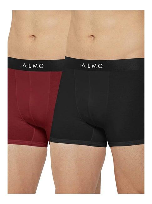 almo black & maroon trunks - pack of 2