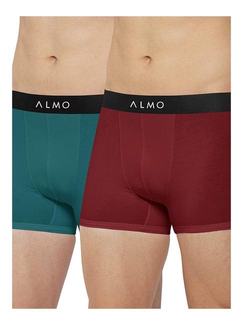 almo maroon & green trunks - pack of 2