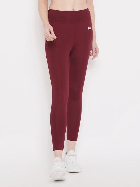 clovia maroon slim fit tights