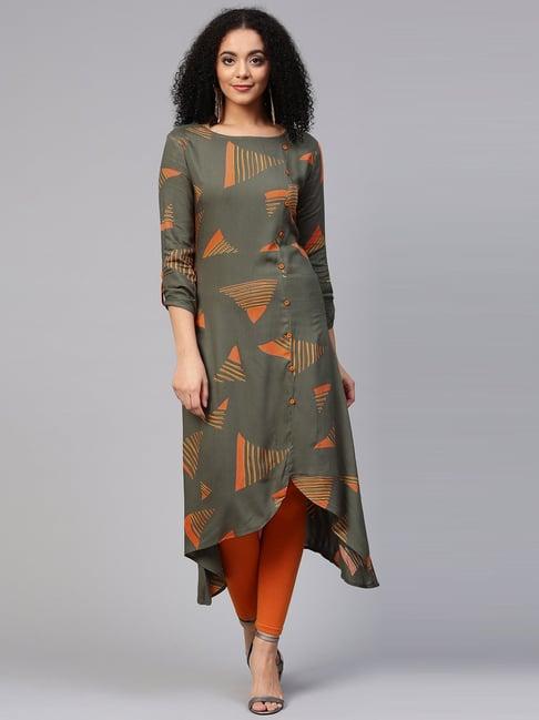 ishin grey printed high low kurta