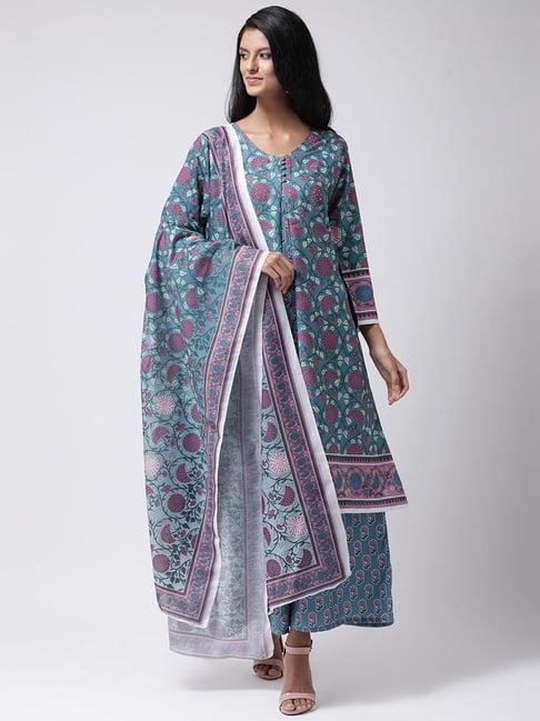 hangup teal green printed dupatta