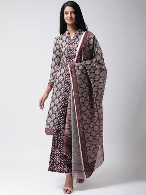 hangup black & brown printed dupatta