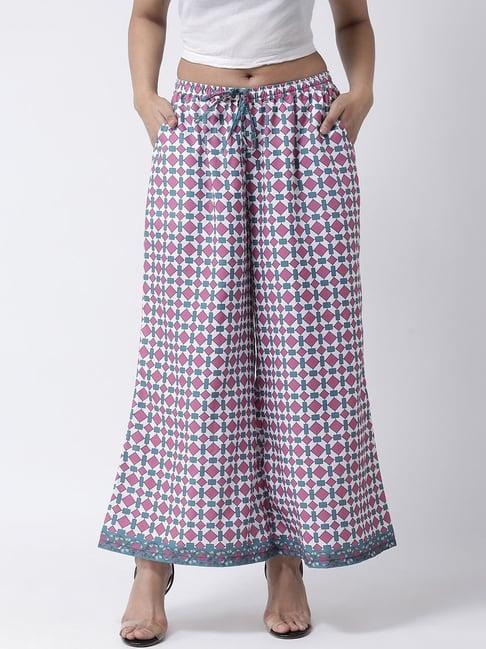 hangup white & pink printed palazzos