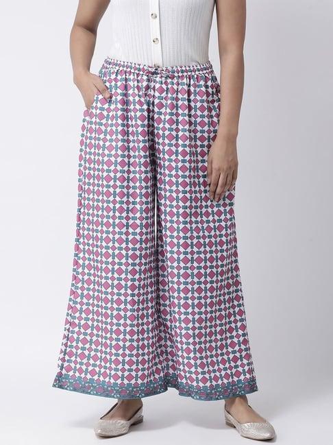 hangup white & pink printed palazzos