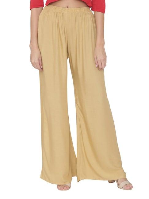 n-gal beige flared fit palazzos