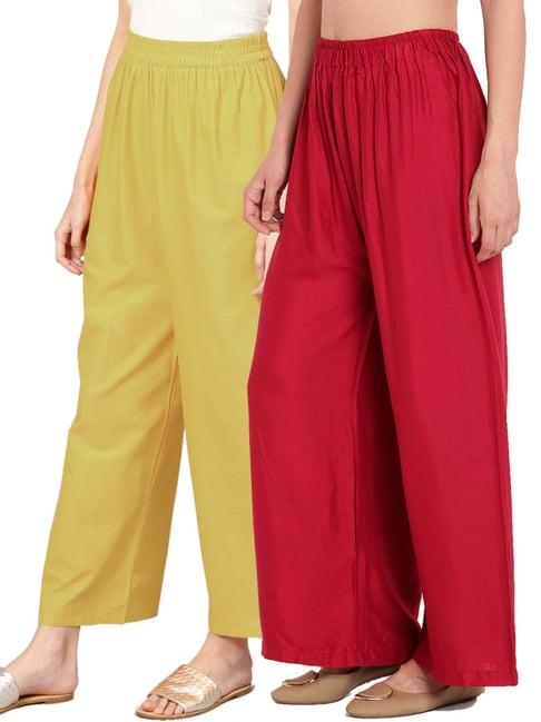 n-gal multicolor flared fit palazzos (pack of 2)