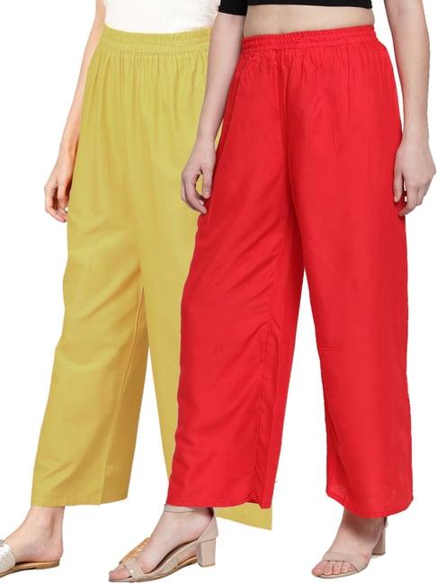 n-gal multicolor flared fit palazzos (pack of 2)