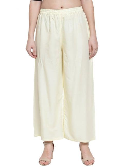 n-gal cream flared fit palazzos