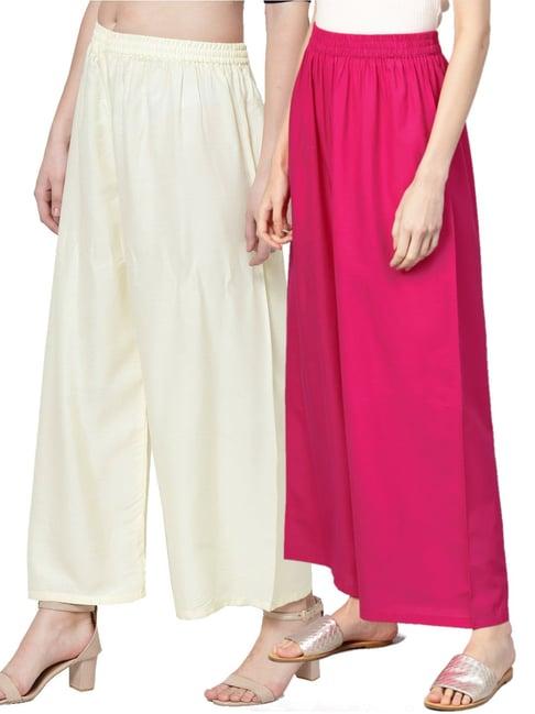 n-gal multicolor flared fit palazzos (pack of 2)