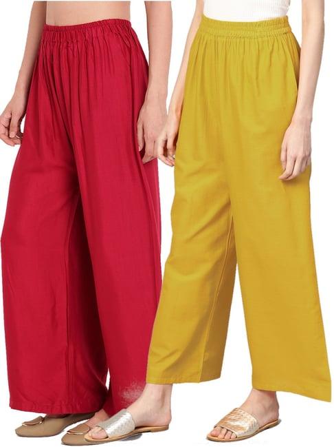 n-gal multicolor flared fit palazzos (pack of 2)