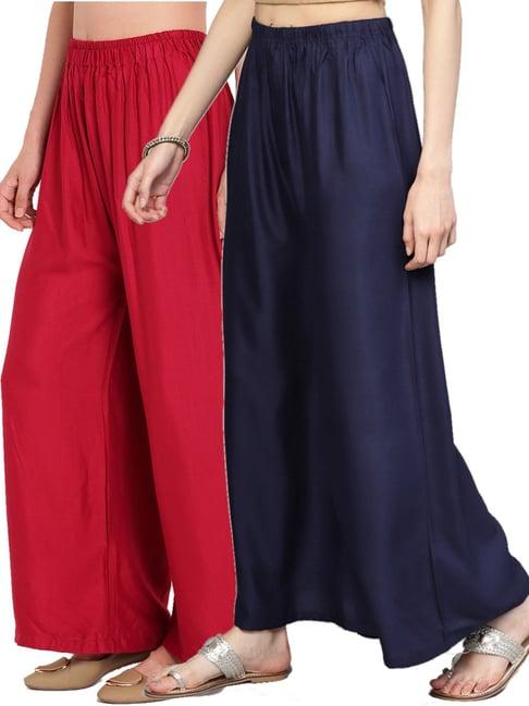 n-gal multicolor flared fit palazzos (pack of 2)